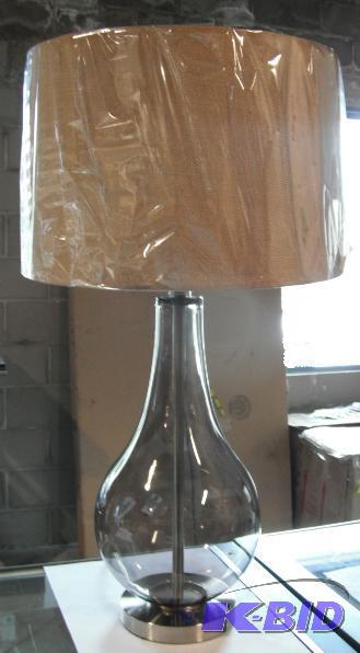lot 8 image: Gray Glass Lamp - 29" h - New In Box...
