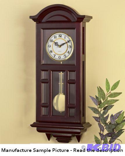 lot 84 image: Cherry Wall Clock - Pendulum clock has hourly...