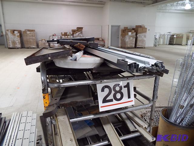 7 Shelf Rolling Rack with Misc. Lozzier Fixture Parts