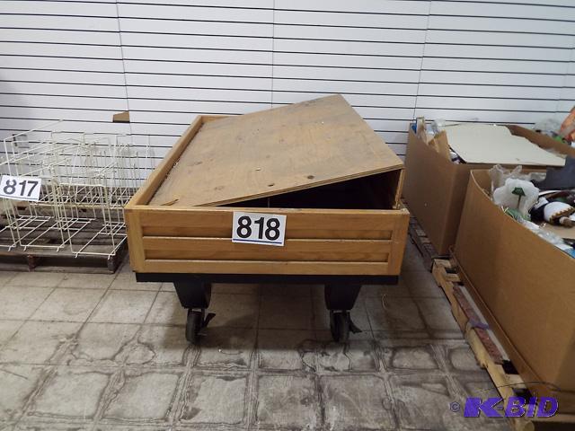 Oak Display Table 45x73x31-Locking Front Casters-Very Heavy