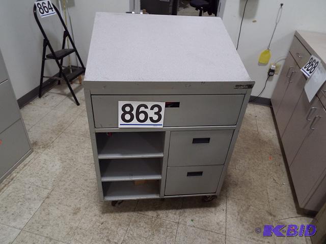 Rolling Desk with 3 Drawers 3 Shelves