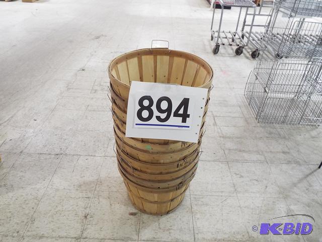10 Wooden Bushel Baskets With 2 Metal Handles