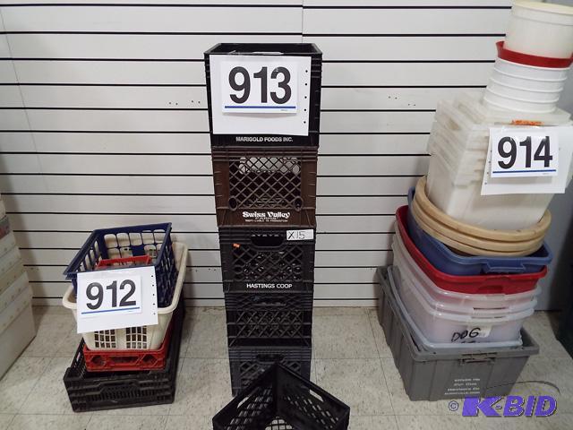 6 Square Plastic Milk Crates 12x12x10