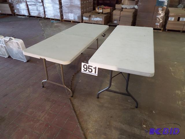 2 Banquet Tables with Folding Legs 72x29x29 One with Solid Top, One with Folding Top