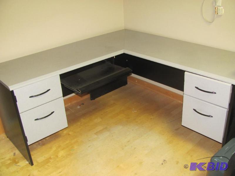 lot 101 image: Corner Work DeskStation with Keyboard Drawer...