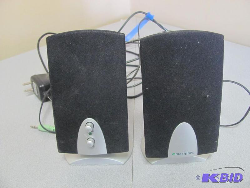 lot 121 image: Pair (2) EMACHINES Computer Speakers. Model #...