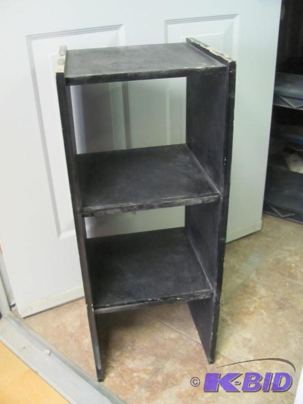 lot 163 image: Small Black Shelving Unit. Approx. 12" x...