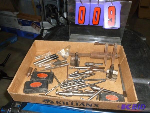 Flat of misc. machinist tools. V-blocks, mini...