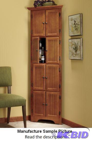 lot 116 image: Oak Finish 8 Door Corner Cabinet - Make the m...