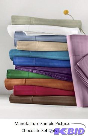 lot 130 image: Damask Sheet Set - Queen - Chocolate color - ...