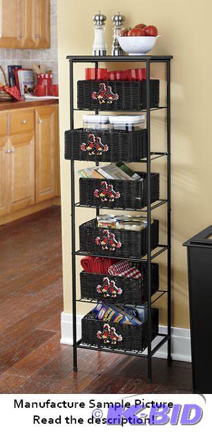 lot 148 image: Rustic Rooster Basket Tower -&nbspWoven plas...