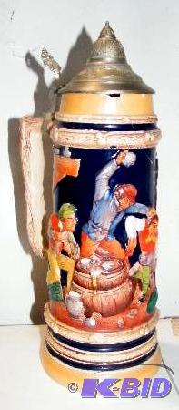 lot 151 image: Beer Stein - &quotBar fight" - Metal to...