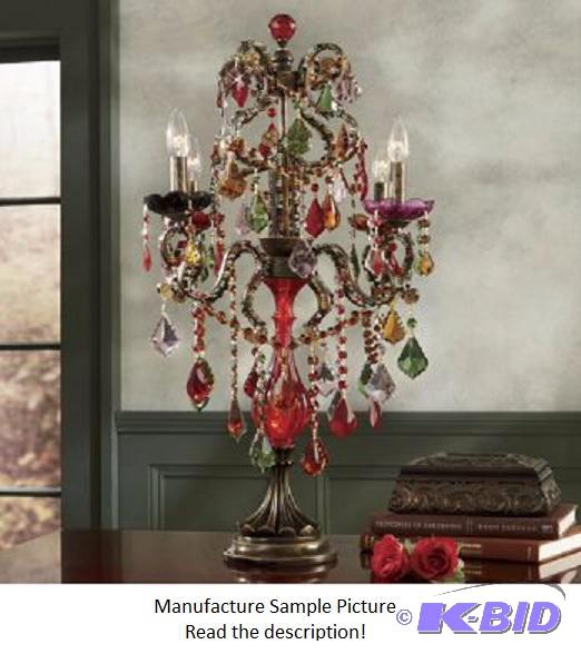 lot 16 image: Baroque Style Multi Colored Crystal Table Lam...