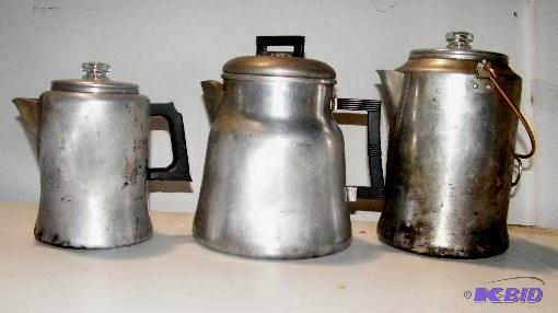 lot 162 image: Lot of 3 Antique Percolator Coffee Makers...