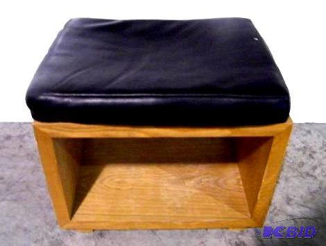 lot 187 image: Leather Cushioned Bench - Has storage underne...