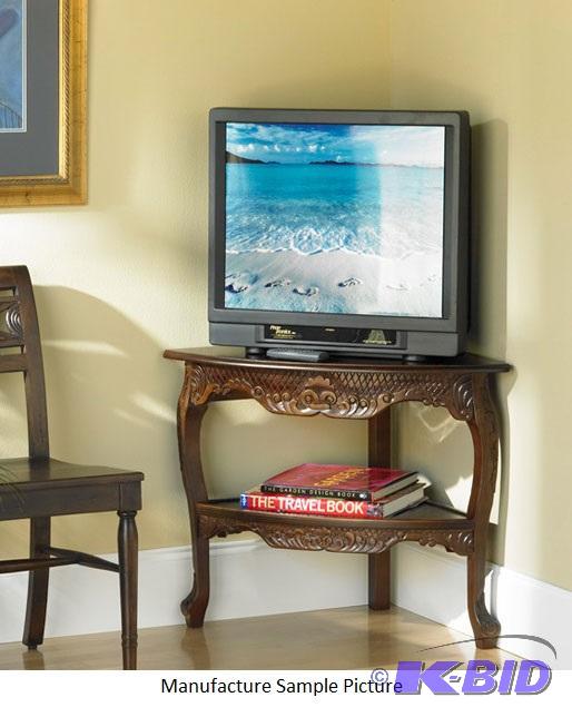lot 21 image: Marble Top Corner TV Stand -&nbspElegantly h...