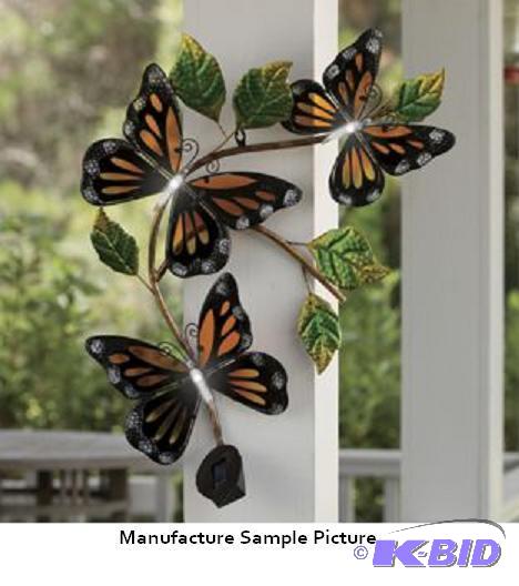 lot 56 image: Solar Butterfly Wall Plaque -&nbspLighted bu...