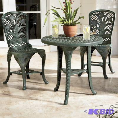 lot 74 image: White Three Piece Iris Bistro Set -&nbspBist...