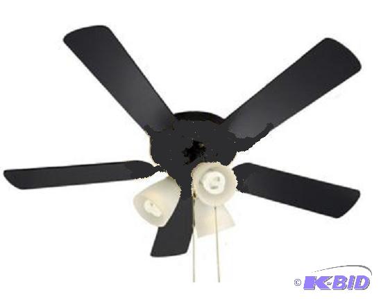lot 77 image: Black and Oak Reversible Ceiling Fan -&nbspC...