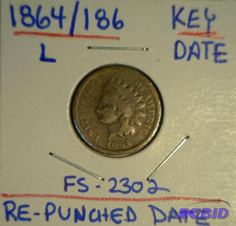 1864186  L  Re-Punched Date FS-2302 Key Date Indian Head Cent