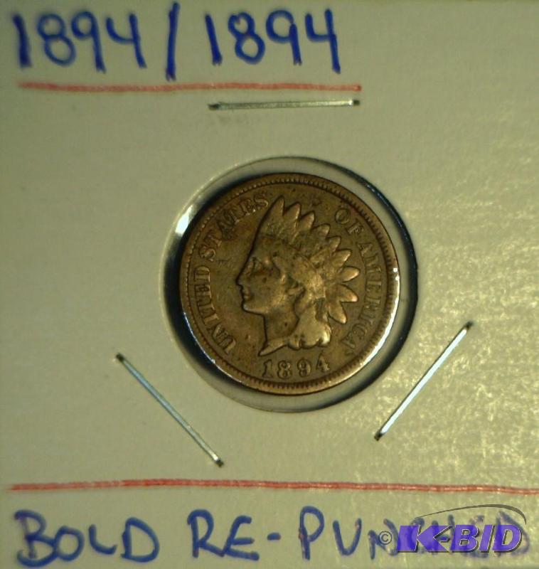18941894 Bold Re- Punched Date Super Popular Indian Head Cent Variety