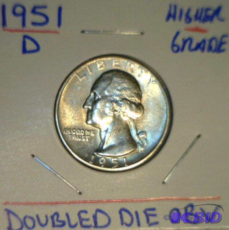 1951-D Washington Doubled Die Obverse Strongest on IN GOD WE TRUST Nice Higher Grade