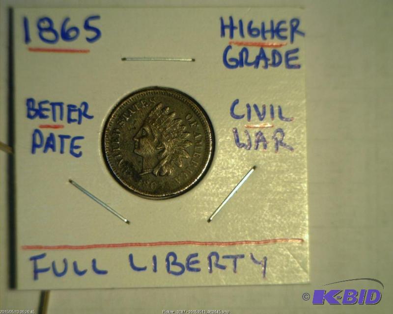 1865 Indian Head Cent  Struck During the year President Lincoln was Assassinated Better Date