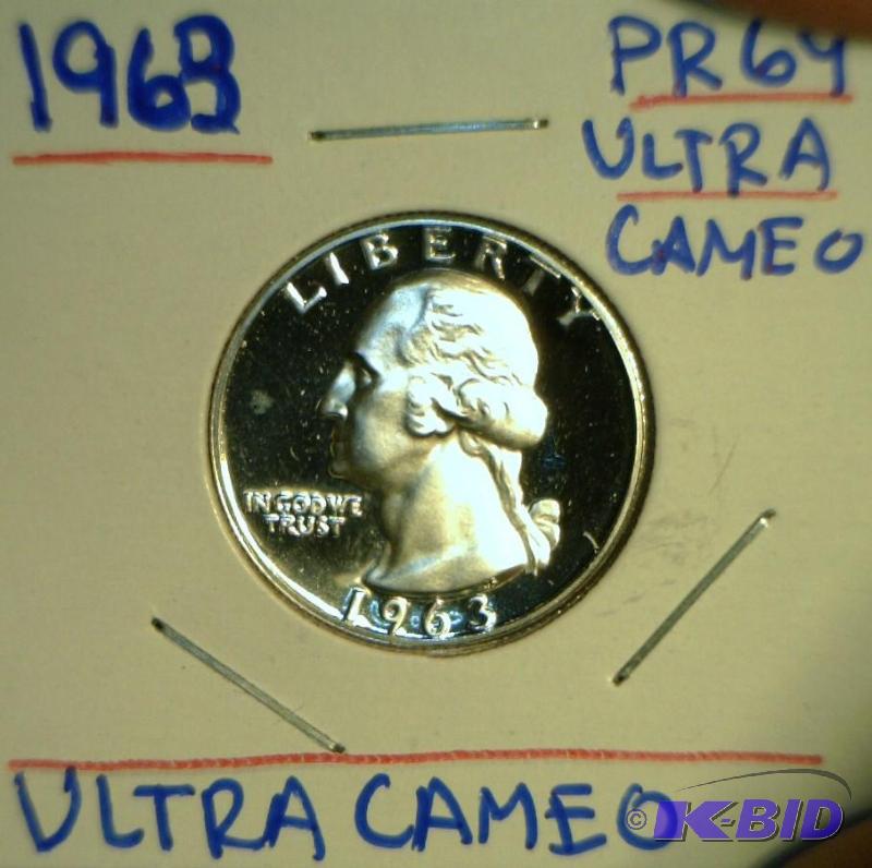 1963 Washington Quarter Proof 69 Ultra Cameo