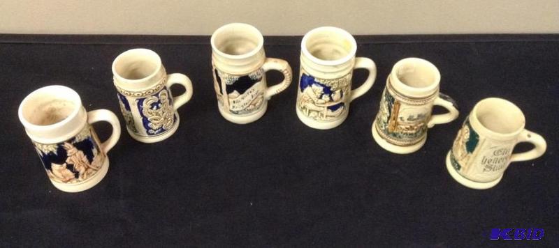 6 Mini German Steins Mugs