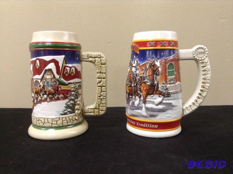 2 Anheuser-Busch Budweiser Beer Steins Mugs