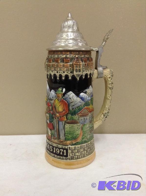 1st Edition German Christmas 1971 Beer Stein Mug