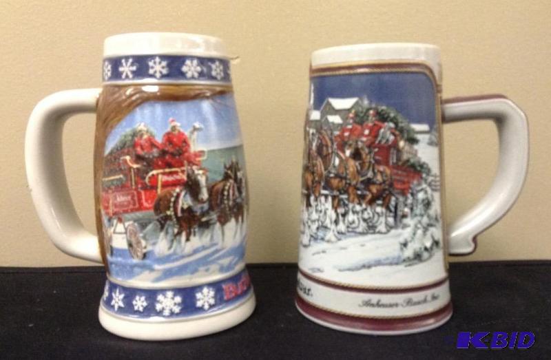 2 Anheuser-Busch Budweiser Beer Steins Mugs