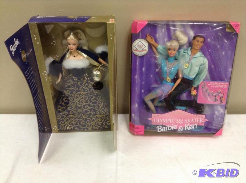 lot 10 image: Olympic Skater Barbie & Ken and New Year Barbie