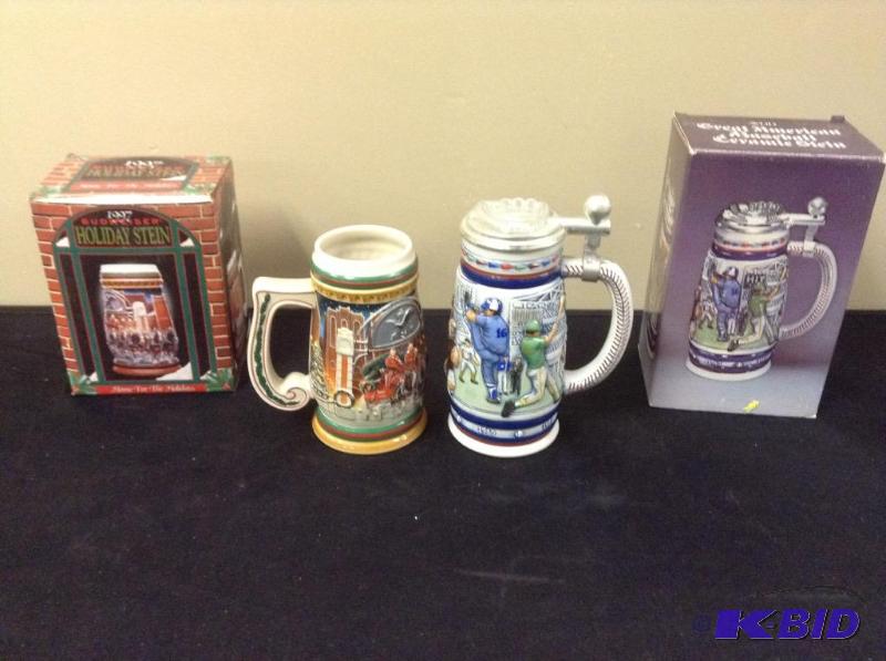 lot 105 image: Lot of 2 steins- Avon and Budweiser