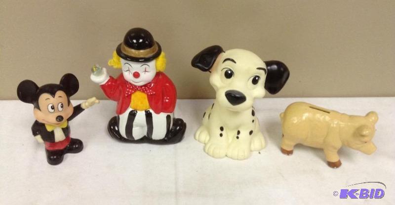 lot 133 image: Character Coin Banks Including Mickey Mouse