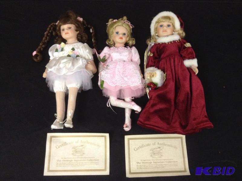 lot 21 image: 3 Porcelain Dolls