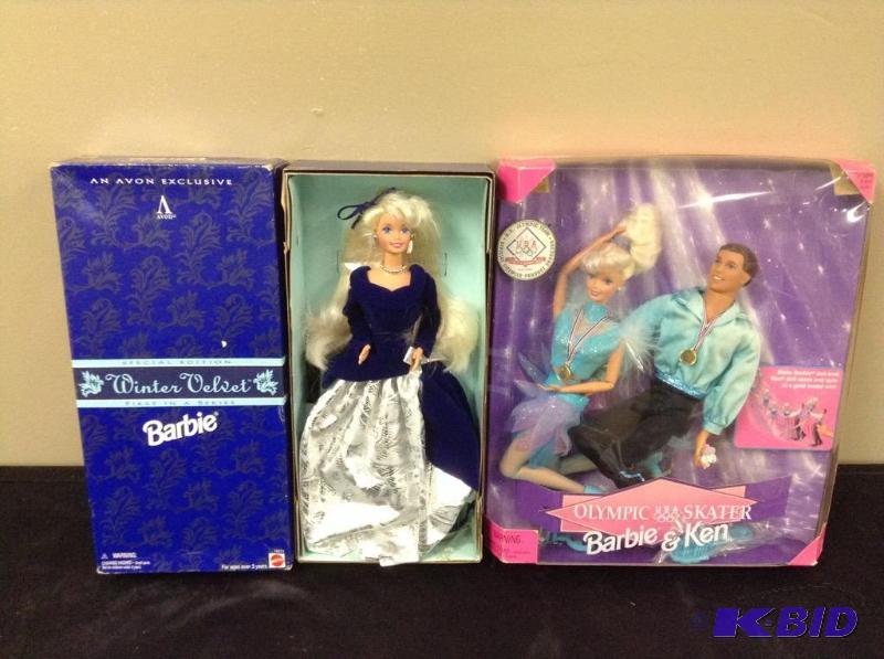 lot 32 image: Winter Velvet & Olympic Skaters Barbies