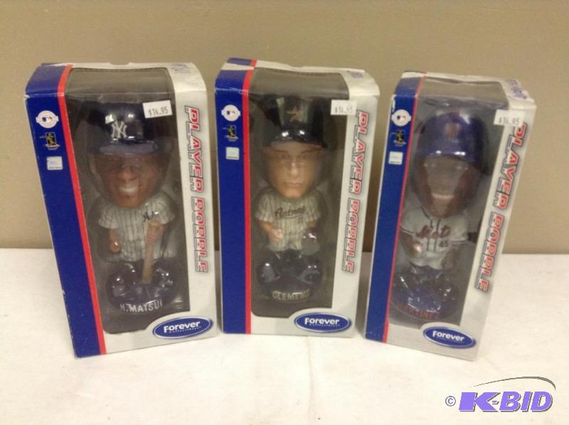 lot 42 image: 3 Forever Collectibles Baseball Bobbleheads