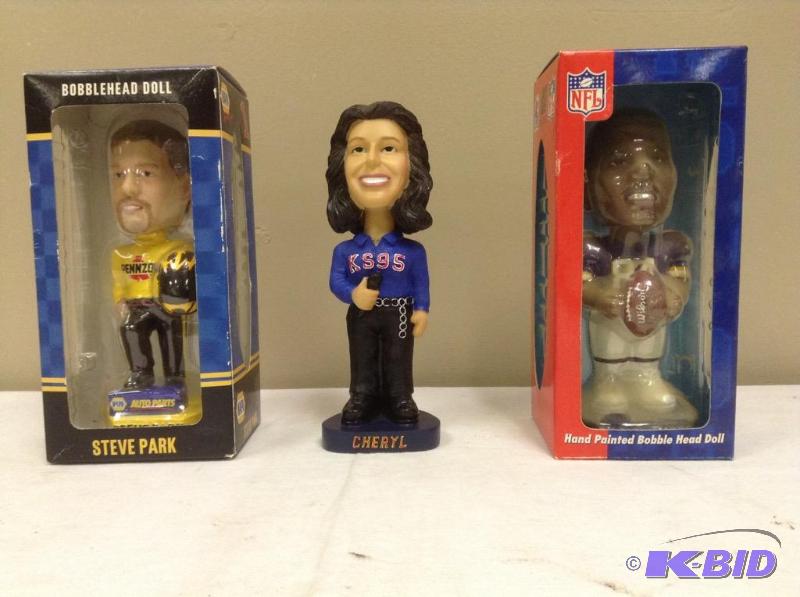 lot 5 image: 3 Bobblehead Dolls Racing, Football and Radio Personality