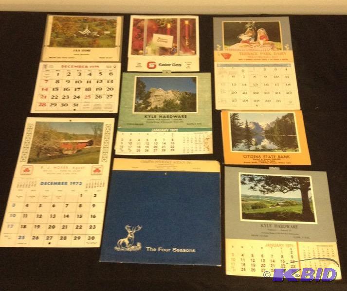 lot 13 image: Collection of 8 Vintage Advertising Calendars