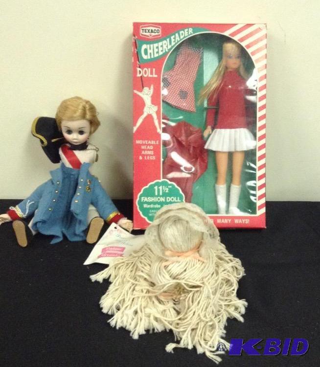 lot 22 image: Vintage Doll Group with Groovy Rare 1969 Texaco Cheerleader Doll