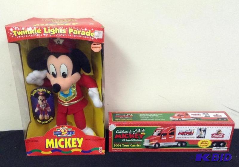 lot 45 image: Mickey Mouse Twinkle Lights Parade Doll and Coca-Cola 2004 Tour Carrier