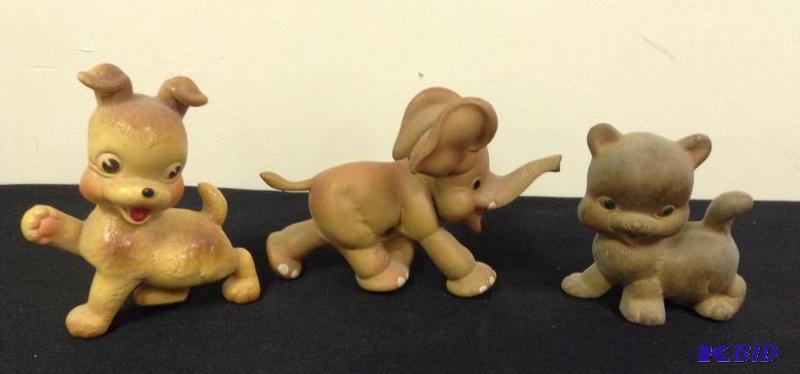 lot 51 image: Three Rubber Squeaker Animal Toys Rempel Mfg. Inc.