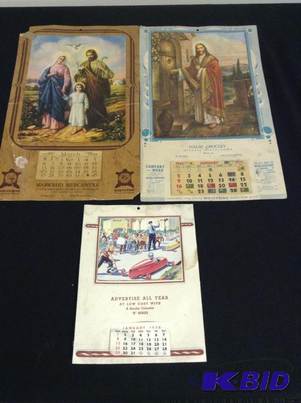 lot 9 image: Lot of Vintage Advertising Calendars South Dakota Mercantiles