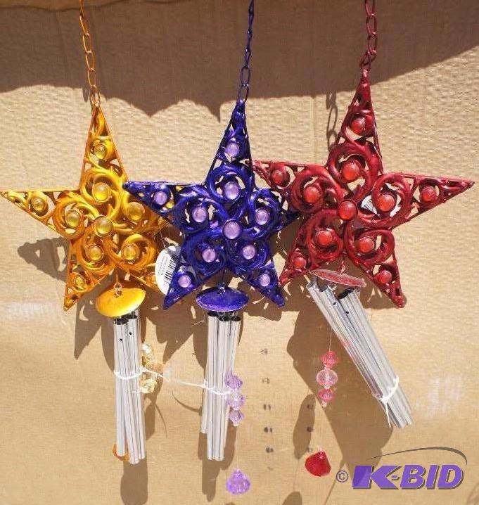 Lot of (3) star wind chimes. Comes in purple,...
