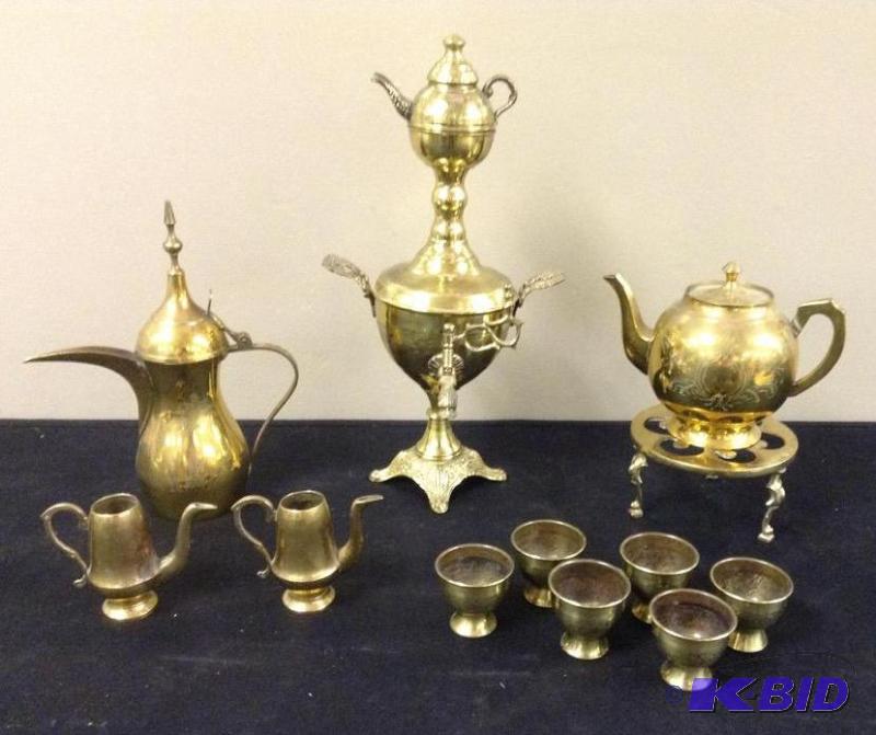 lot 144 image: Brass CoffeeWaterTea Servers