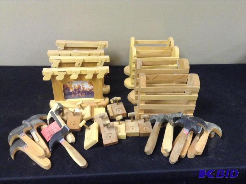 lot 154 image: Crafty Wooden Fireplace Picture Frames Napkin Holders and more