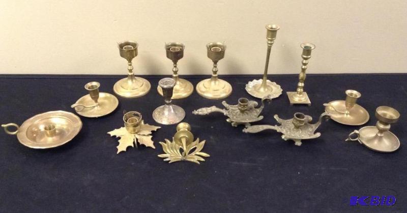 lot 21 image: Brass Candle Holders