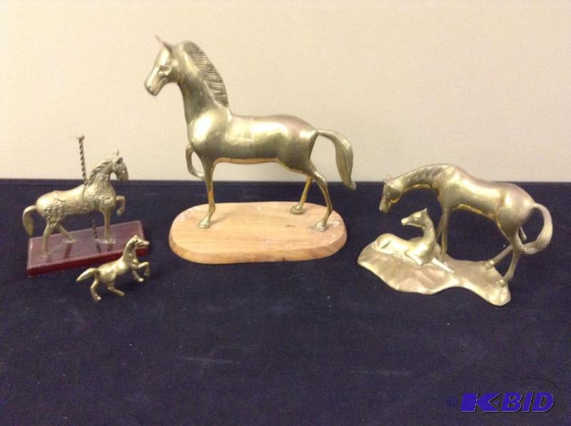 lot 22 image: Brass Horses Mare and Foal, Carousel and Wooden Mounted