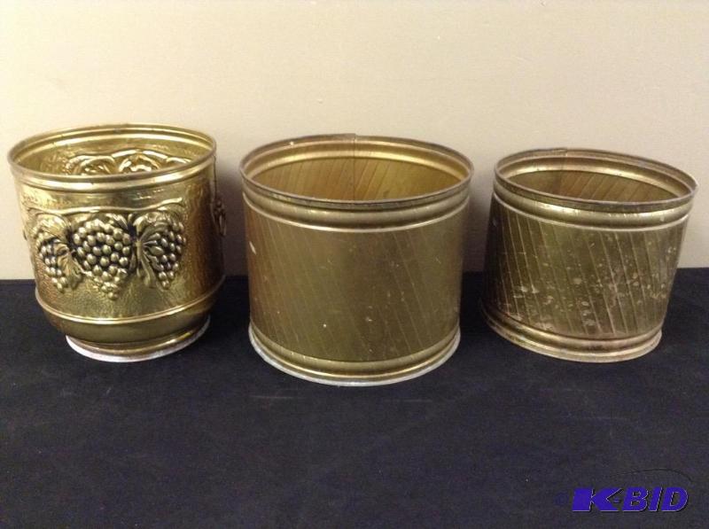 lot 36 image: Three Large Brass Planters